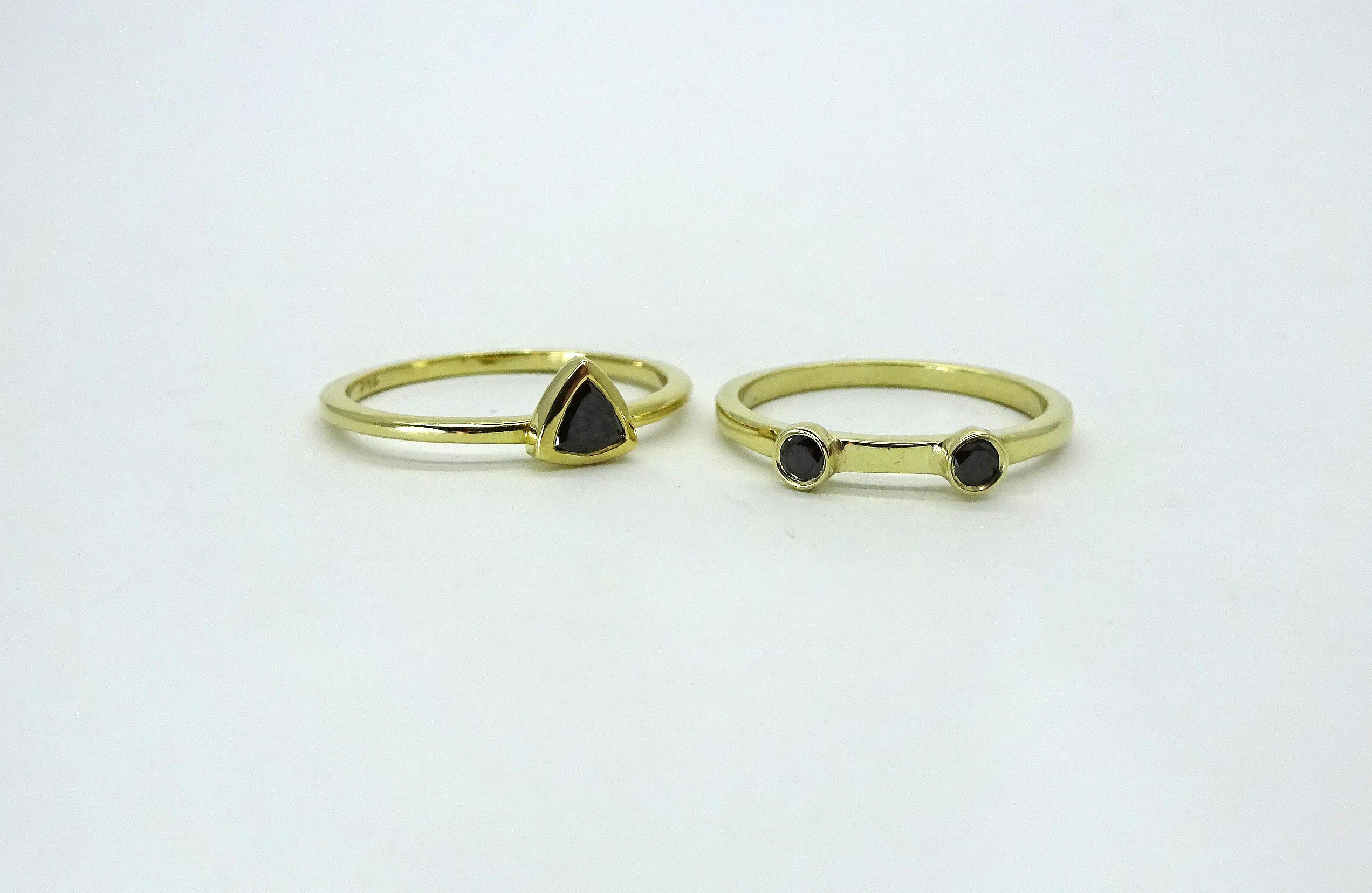 Two Black Diamonds Logo - Black Diamonds Trillion ring set ~ Triangle engagement ring & Two ...