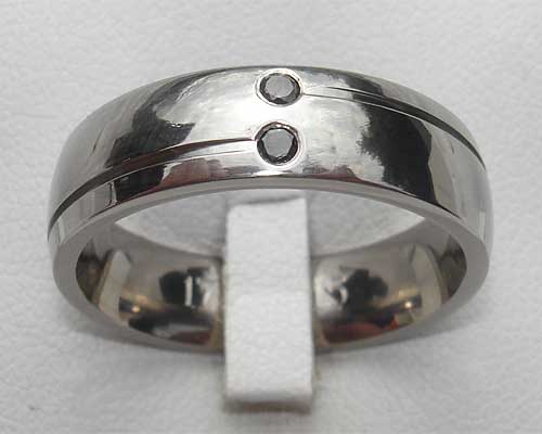 Two Black Diamonds Logo - Titanium Ring With Two Black Diamonds : LOVE2HAVE in the UK!