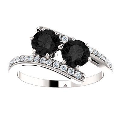 Two Black Diamonds Logo - Only Us Two Stone Black Diamond Engagement Ring in 14K White Gold