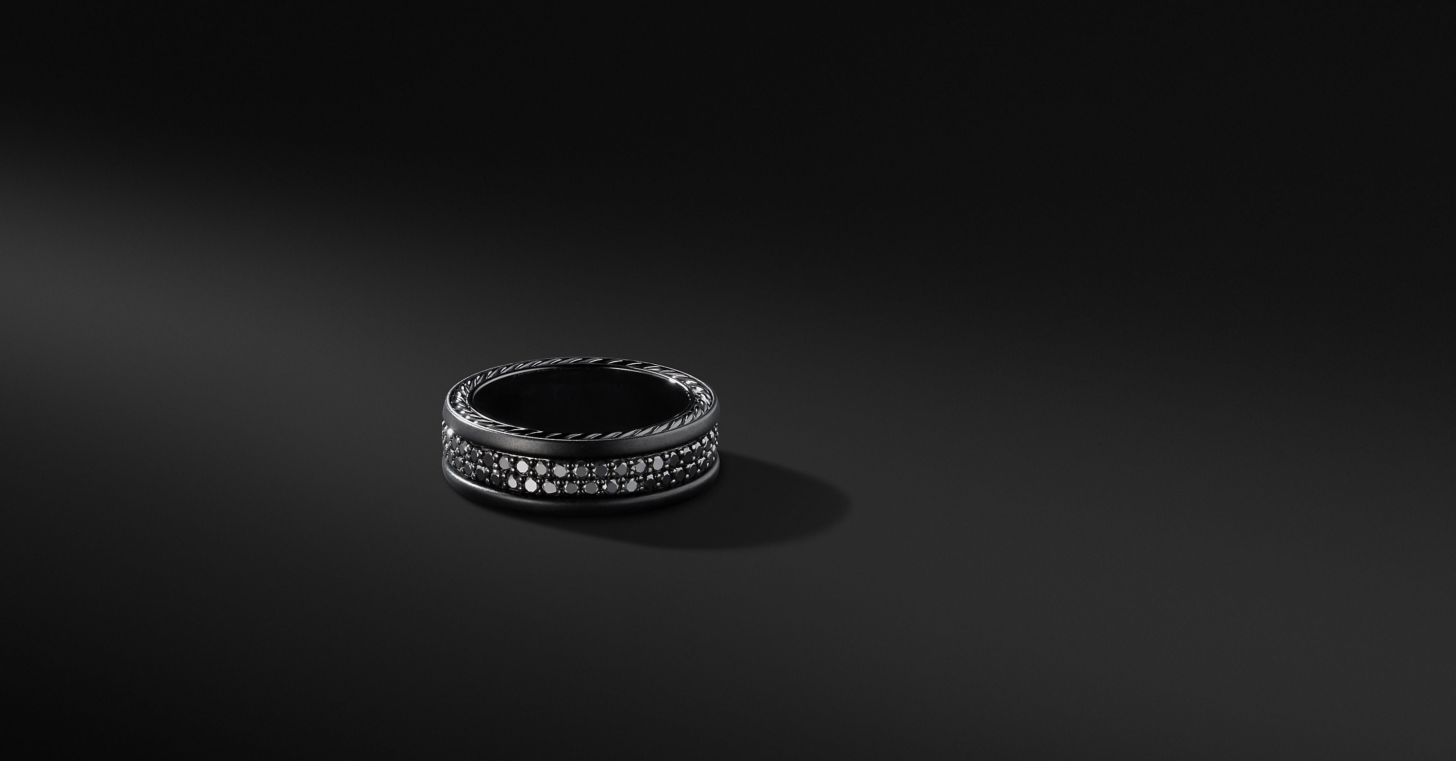 Two Black Diamonds Logo - Streamline Two Row Pavé Band in Black Titanium, 6.5mm