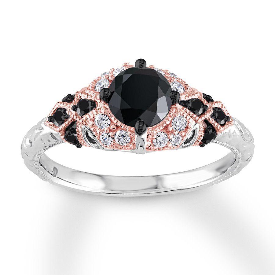 Two Black Diamonds Logo - Black Diamond Engagement Ring 7 8 Ct Tw 14K Two Tone Gold