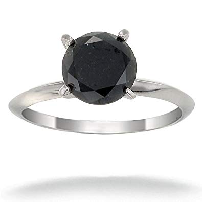 Two Black Diamonds Logo - 14K White Gold Black Diamond Solitaire Ring (2 CT)