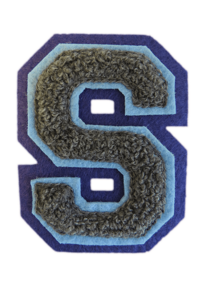 Varsity Letter S Logo - Machine Embroidered Varsity Letter S