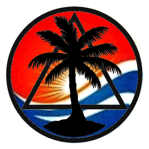 Palm Tree in Triangle Logo - Circle and Triangle with Palm Tree & Sunbeach Chapters Logo