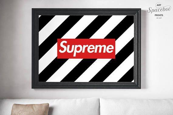 Off White Supreme Logo - Supreme, Custom Urban Art Posters, Off White Inspired Poster, Kaws
