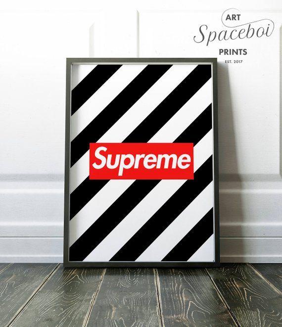 Off White Supreme Logo - Supreme Custom Urban Art Posters Off White Inspired Poster | Etsy