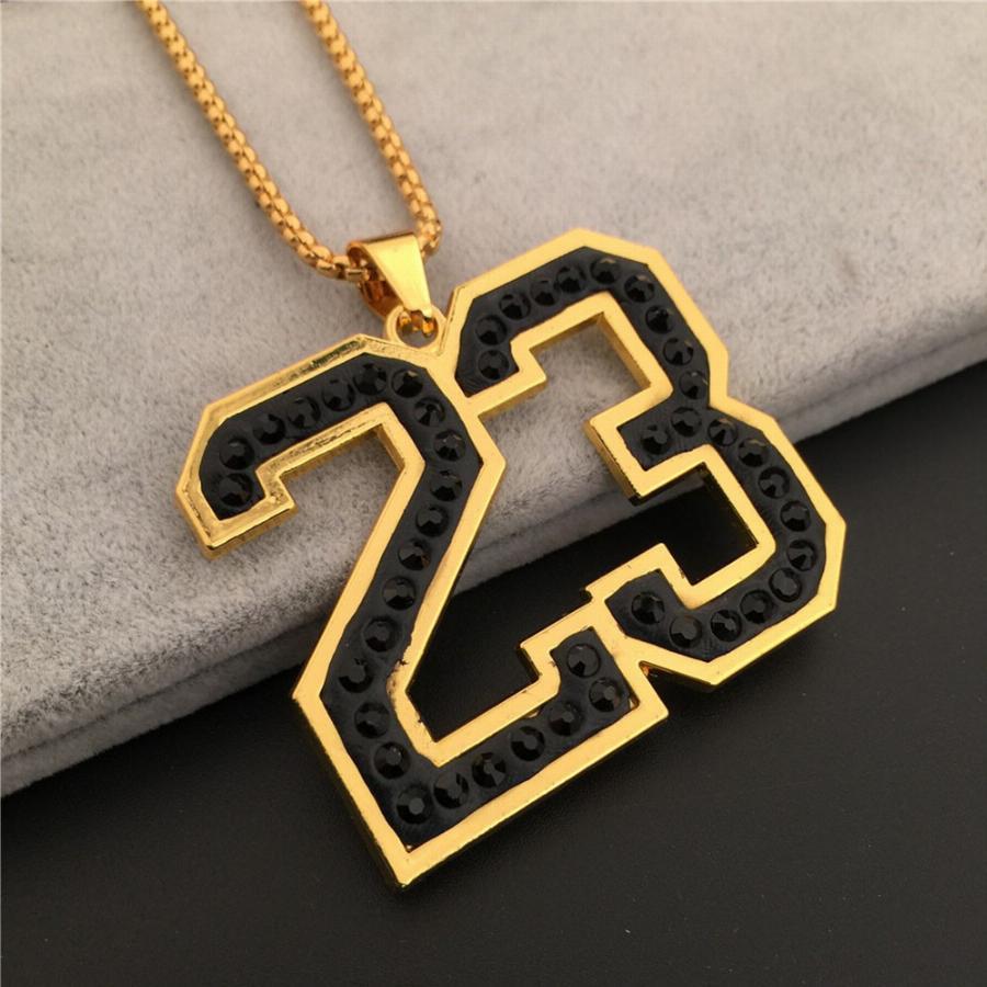 Number 23 Jordan Logo - Jordan Number 23 Pendants Gold Necklace Mens Hip Hop Chains For Nen