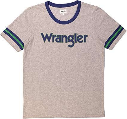 Clothing Off Brand Logo - Wrangler Retro Crew Neck Brand Logo Print T Shirt: Amazon.co.uk
