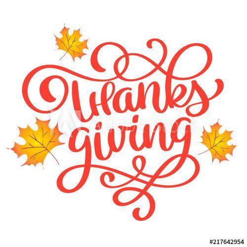With Red Quotation Logo - Hand drawn Happy Thanksgiving typography poster. Celebration ...