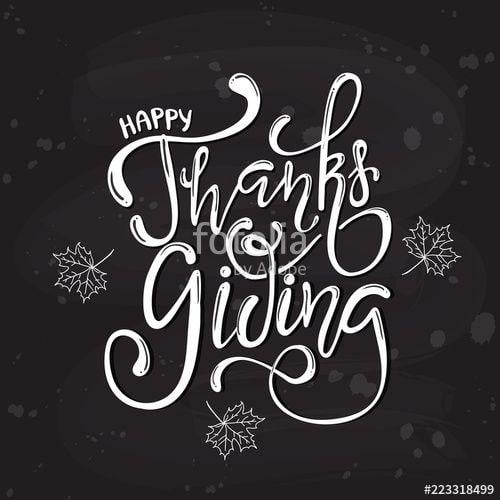 Red Quotation Logo - Hand drawn Happy Thanksgiving lettering typography poster