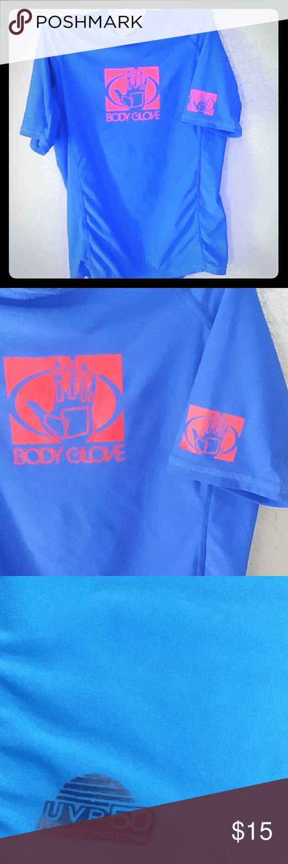 Blue and Red Body Logo - Body Glove SPF 50 Kids Swim Shirt- EUC. My Posh Picks
