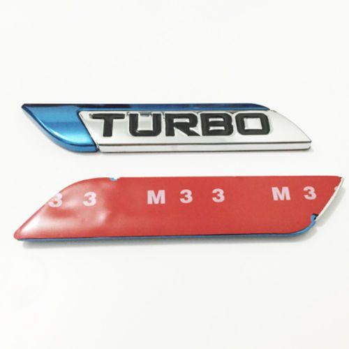 Blue and Red Body Logo - 1Pc New 3D Metal Turbo Logo Car Body Fender Emblem Badge Decal