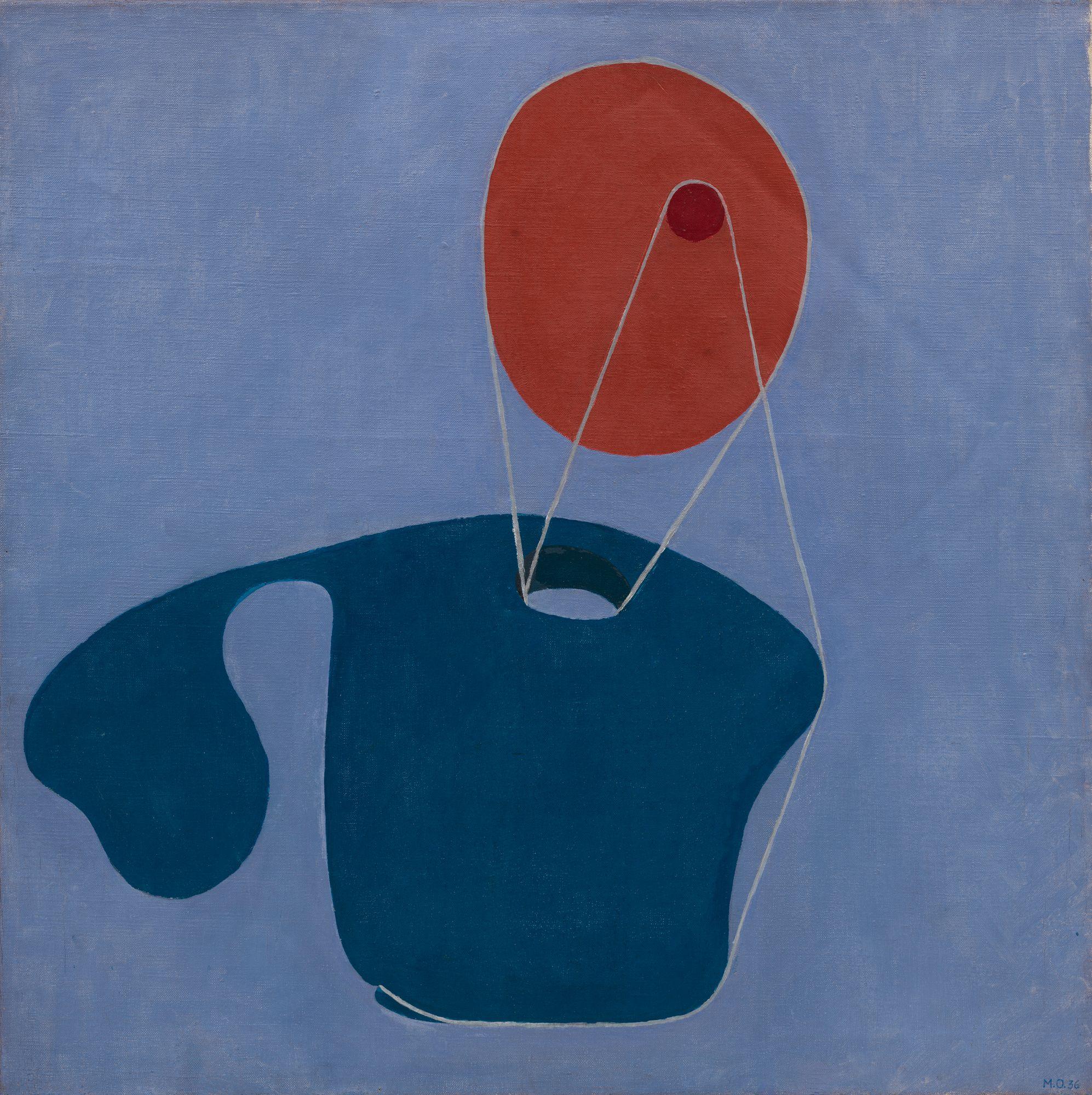 Blue and Red Body Logo - Meret Oppenheim. Red Head, Blue Body. 1936
