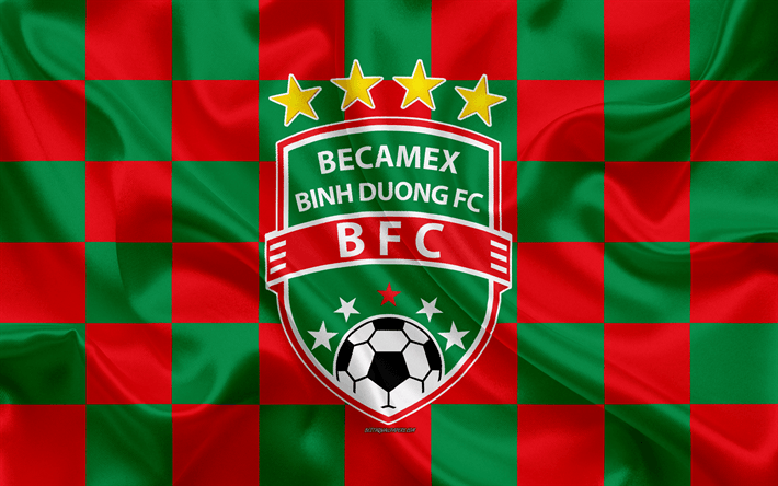 Red Green Flag Logo - Download wallpaper Becamex Binh Duong FC, 4k, logo, creative art