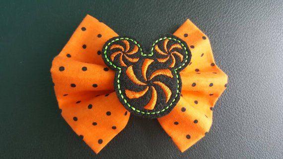 Swirling Orange Dots Logo - Halloween Mickey Mouse swirl orange polka dot hair bow clip