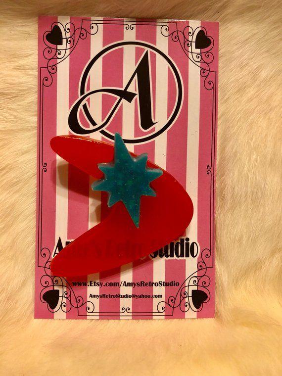 Boomerang Star Logo - Red Boomerang and Atomic Star Resin Brooch | Etsy