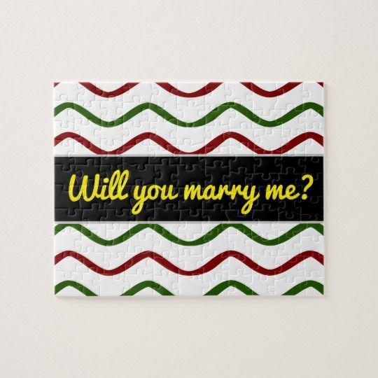 Red and Green with Wavy Lines Logo - Will you marry me?; Red & Green Wavy Lines Pattern Jigsaw Puzzle ...