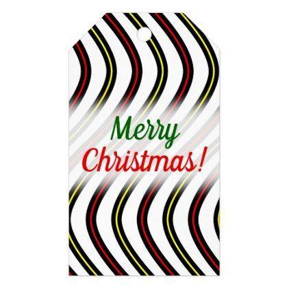 Red and Green with Wavy Lines Logo - Christmas; Black, Yellow & Red Wavy Lines Pattern Gift Tags