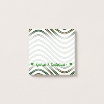 Red and Green with Wavy Lines Logo - Name; Black, Yellow & Green Wavy Lines Pattern Post It Notes