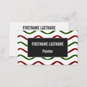 Red and Green with Wavy Lines Logo - Wavy Lines Business Cards