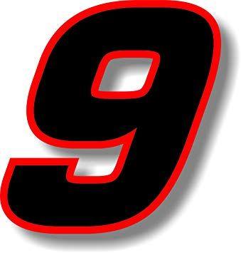 Black Black Red Car Logo - Vinyl sticker/decal Black (Red outline), square font, race number 9 ...