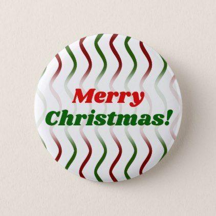 Red and Green with Wavy Lines Logo - Merry Christmas!; Red & Green Wavy Lines Pattern Button