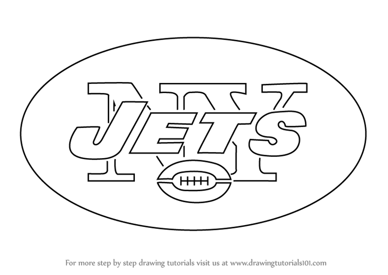 Nyjets Logo - Learn How to Draw New York Jets Logo (NFL) Step by Step : Drawing ...
