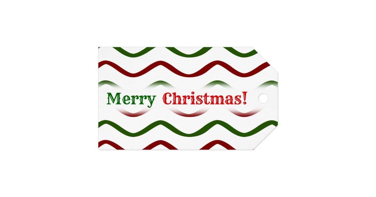 Red and Green with Wavy Lines Logo - Merry Christmas!; Red & Green Wavy Lines Pattern Gift Tags