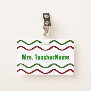 Red and Green with Wavy Lines Logo - Lines Red ID Badges. Zazzle.com.au