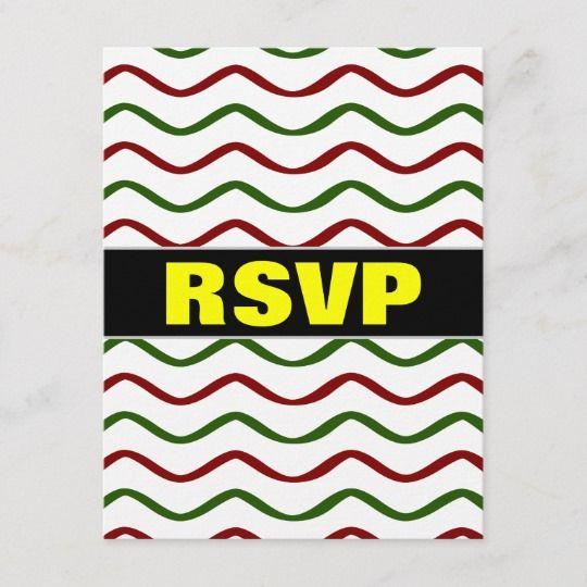 Red and Green with Wavy Lines Logo - RSVP + Red & Green Wavy Lines Pattern Postcard