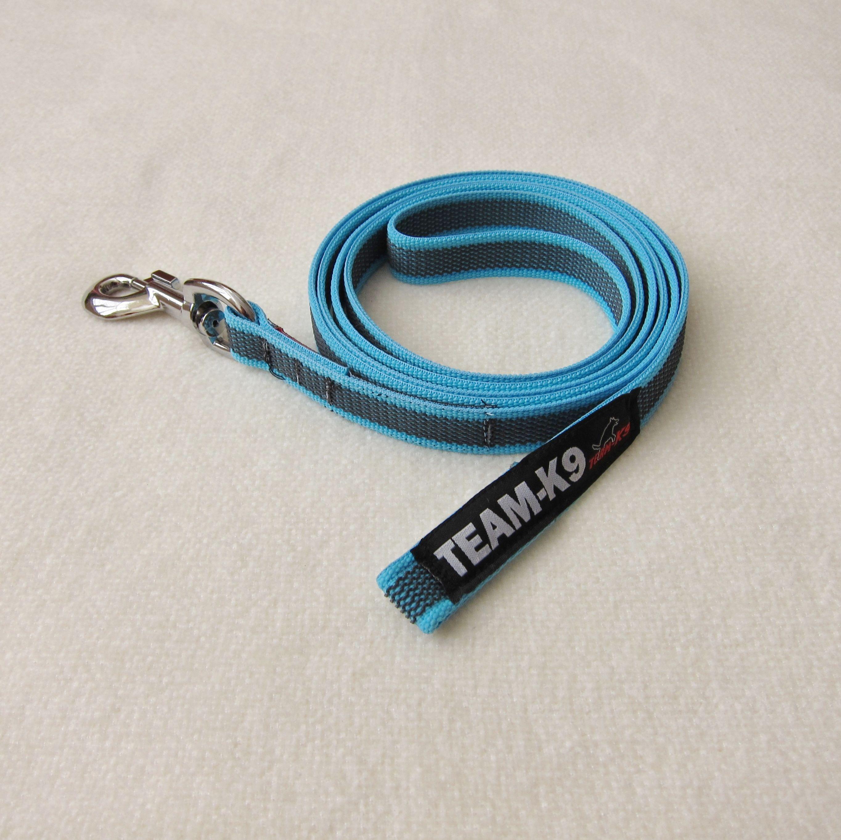 Light Blue Dog Logo - Fabric Rubber Dog Leash