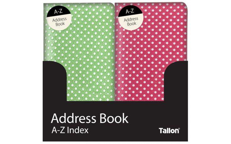 Polka Dot Z Logo - Slim Polka Dot Address Book 4 Assorted Colours CDU - Harrisons Direct
