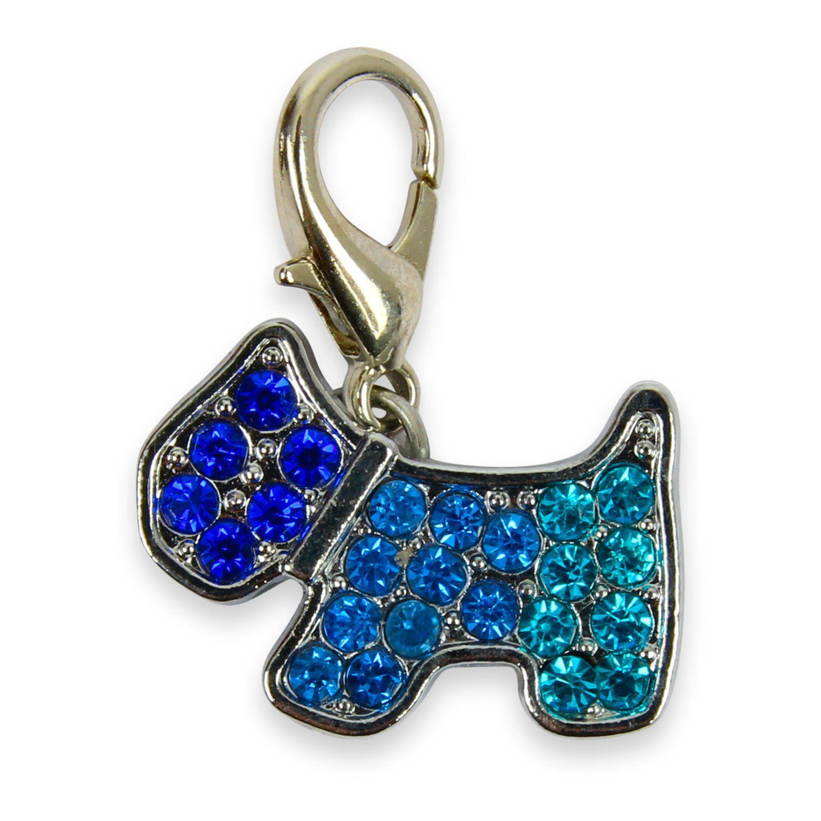 Light Blue Dog Logo - Blue Leather dog collar with Special Charm. Puppy accessories