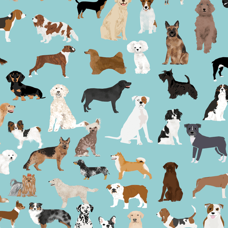 Light Blue Dog Logo - dogs light blue lots of breeds dog breed fabric cute dogs best dog