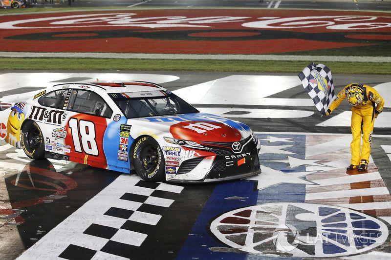 NASCAR Red White and Blue Logo - Race winner Kyle Busch, Joe Gibbs Racing, Toyota Camry M&M's Red ...