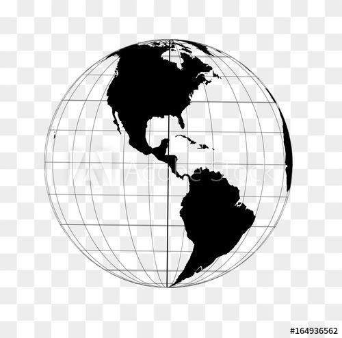 Transparent World Globe Logo - World globe frame in black on a transparent background with North
