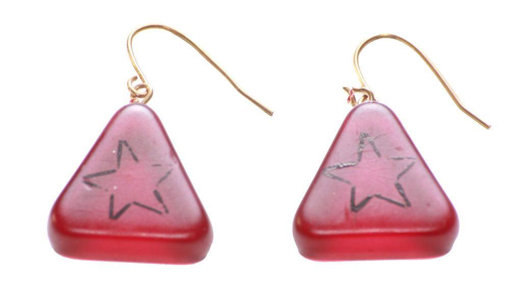 Red Triangle Star Logo - Super Fun Translucent Red Triangle Star /plastic & Hook Earrings