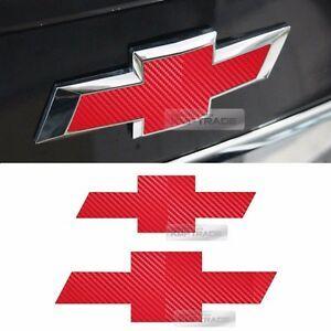 Red Chevrolet Logo - Front Rear Red Carbon Emblem Badge Decal Sticker For CHEVROLET 2015
