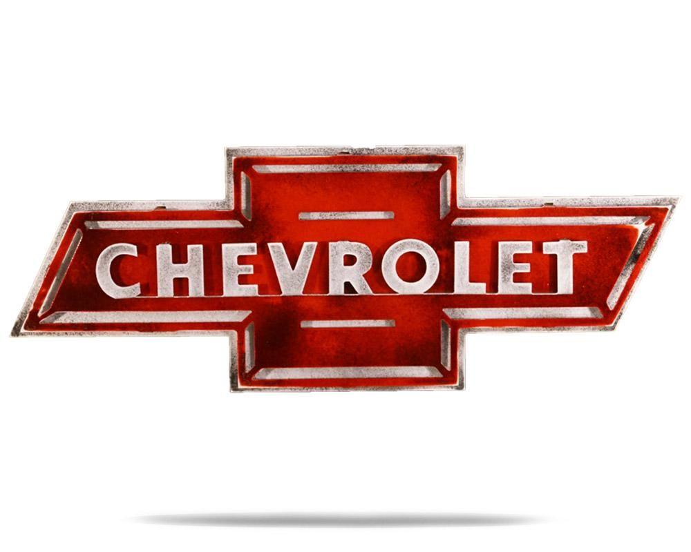 Red Chevrolet Logo - Chevrolet Bowtie 1940's Vintage Metal Artwork - Hex Head Art