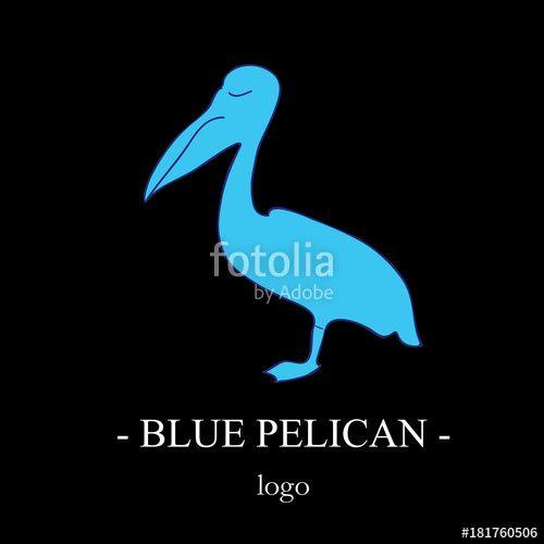 Blue Pelican Logo - The blue silhouette of the pelican in profile, standing on one leg ...