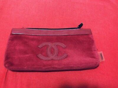 Red CC Logo - CHANEL RED CC LOGO Faux Leather Makeup Cosmetic Bag Pouch *New ...