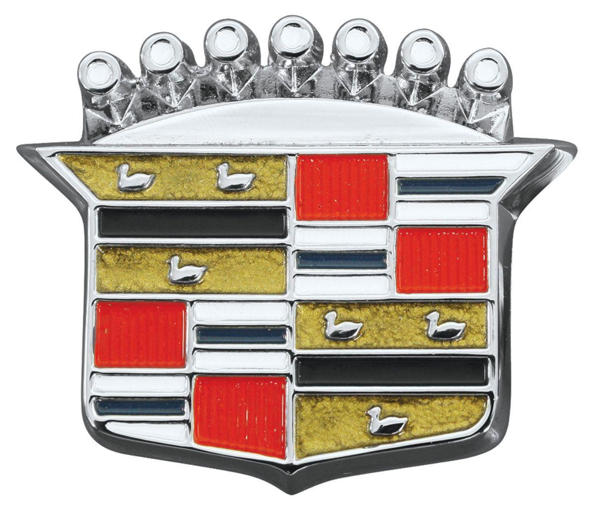 1966 Cadillac V Logo - RESTOPARTS DeVille Trunk Lock Emblem, 1964-68 (Crest) @ OPGI.com