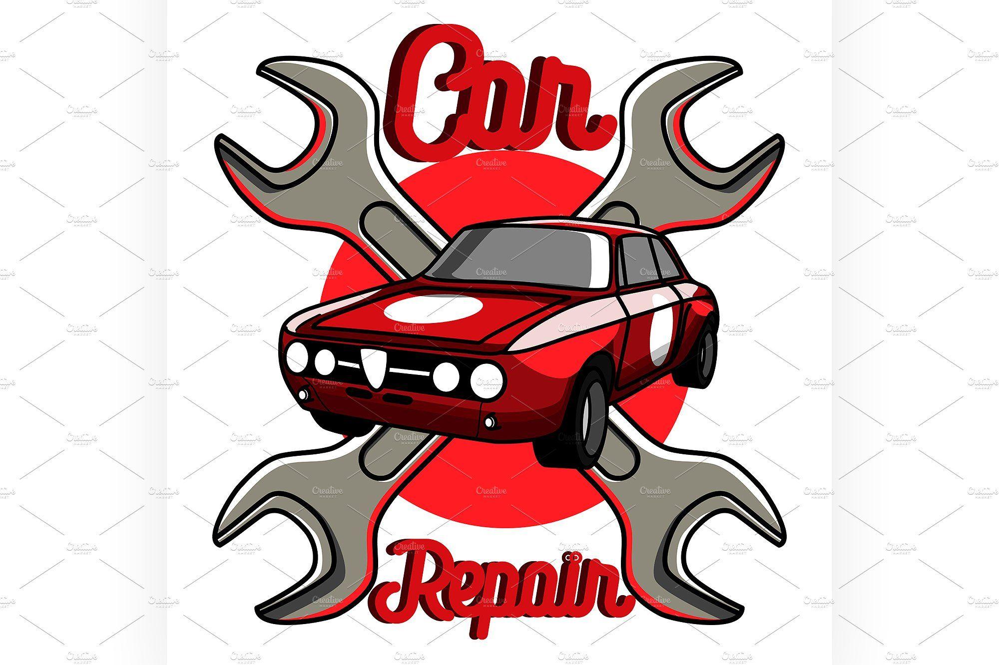 Vintage Automotive Repair Logo - Color vintage Car repair emblem ~ Illustrations ~ Creative Market