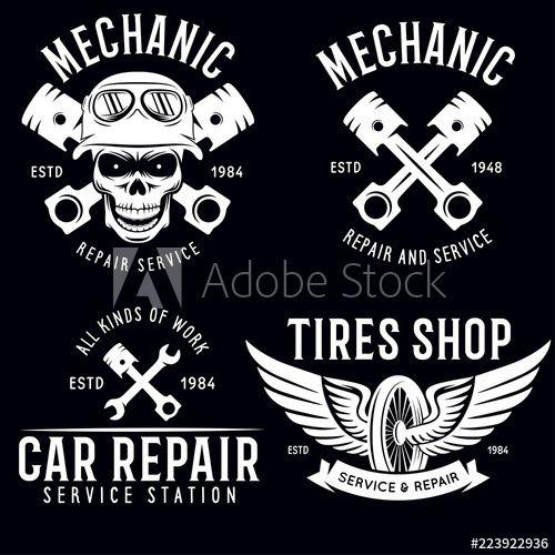 Mechanic Tools Logo - Vintage car service badges, templates, emblems and design elements ...