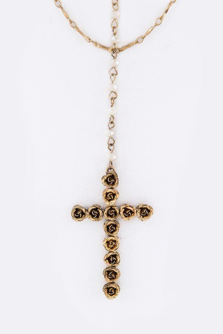 Paintbrush Cross Logo - Antique Gold Cross Necklace