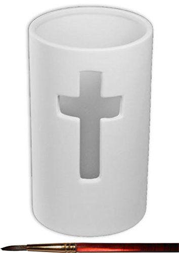 Paintbrush Cross Logo - Cross Pillar Candle Holder and Paintbrush Set - Paint Your Own ...