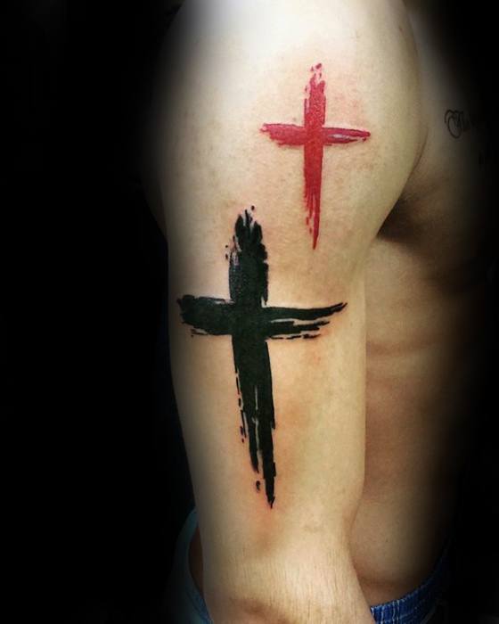 Paintbrush Cross Logo - Simple Cross Tattoos For Men