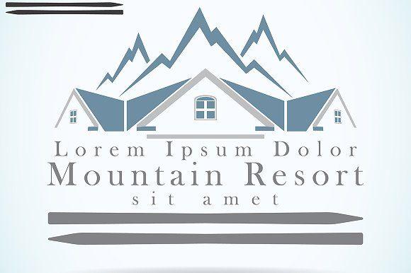 Mountain Resort Logo - Mountain resort logo template Illustrations Creative Market