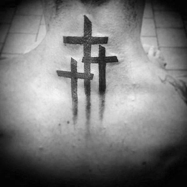 Paintbrush Cross Logo - 50 Simple Cross Tattoos For Men - Religious Ink Design Ideas