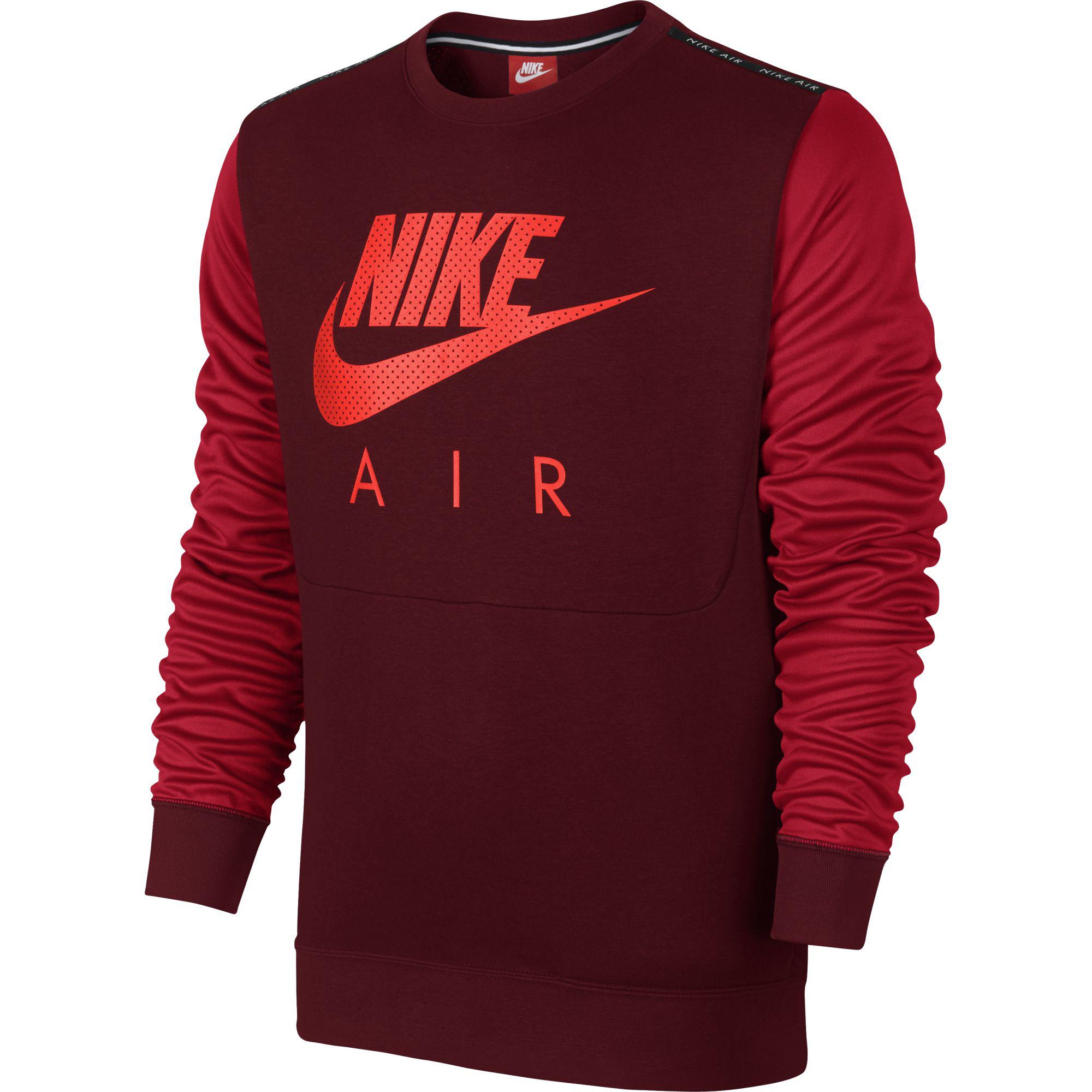 Mixed Red and Black Nike Logo - Nike Mens Air Hybrid Fleece Crew Long Sleeve Top